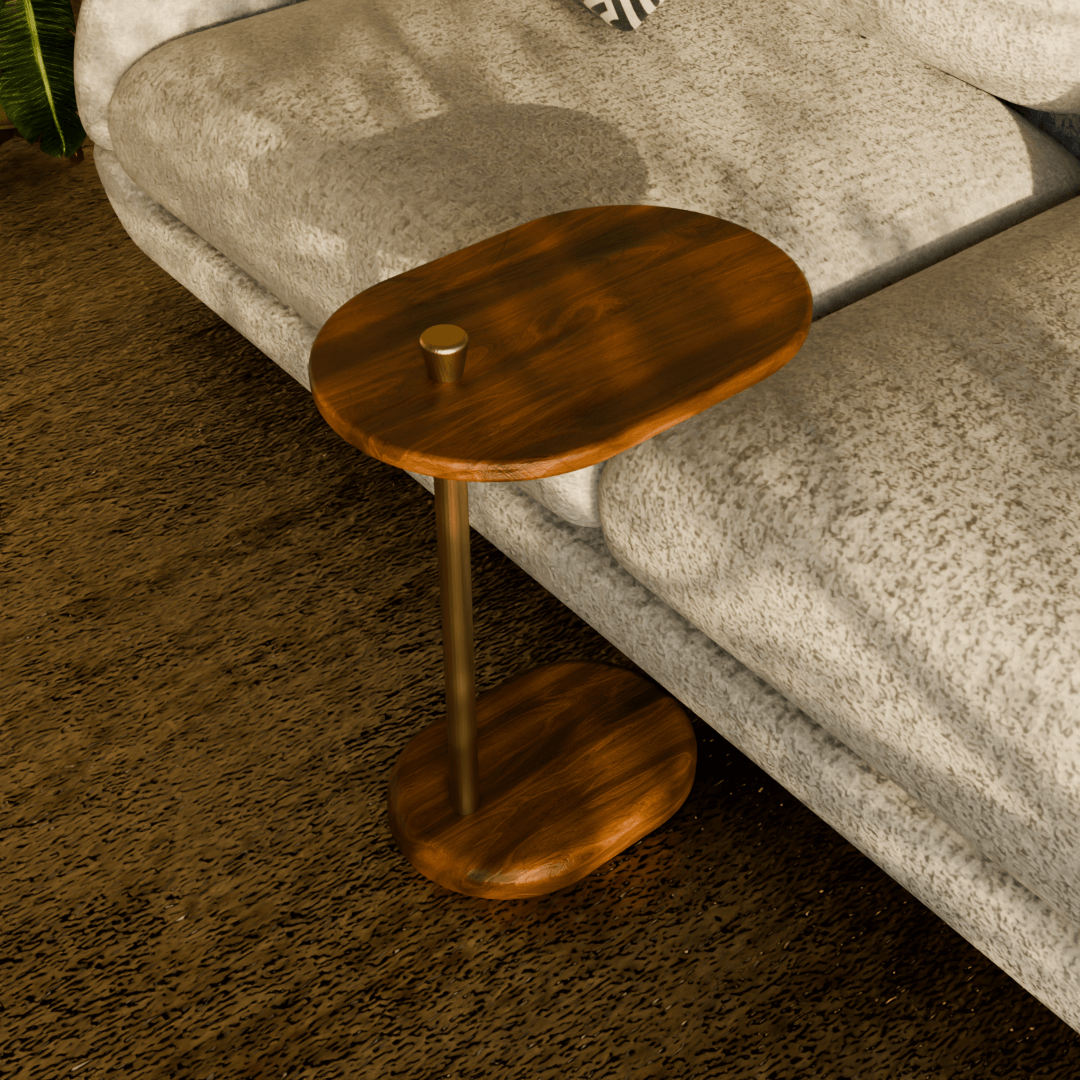 Premium teak and brass side table designed for modern and timeless interiors.