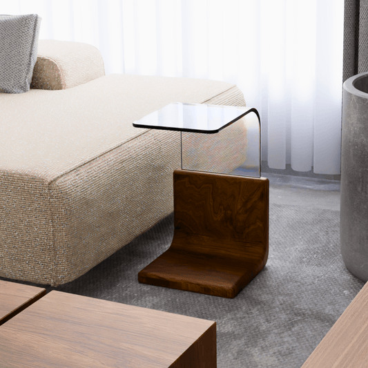 Handcrafted Linea Side Table showcasing elegant curvature and modern silhouette