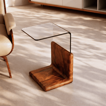 Minimal wooden Linea side table complementing calm modern home decor