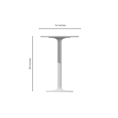 luna side table front view with dimensions 